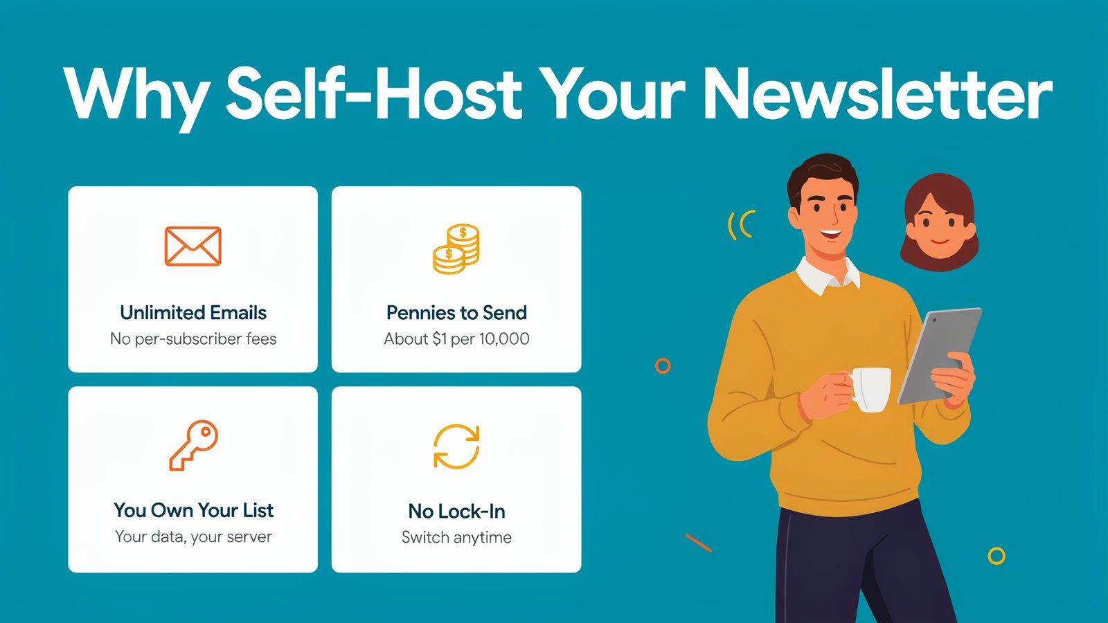 Why self-host your newsletter, unlimited emails, pennies to send, you own your list and no lock-in